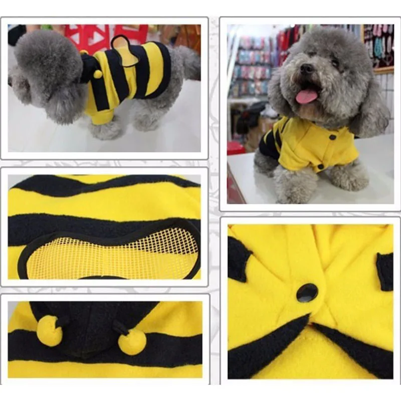 Cute Dog Clothes Cat Pet Clothes Bees Cat Clothes Soft Fleece Teddy Poodle Dog Clothing Pet Product Supplies Accessories