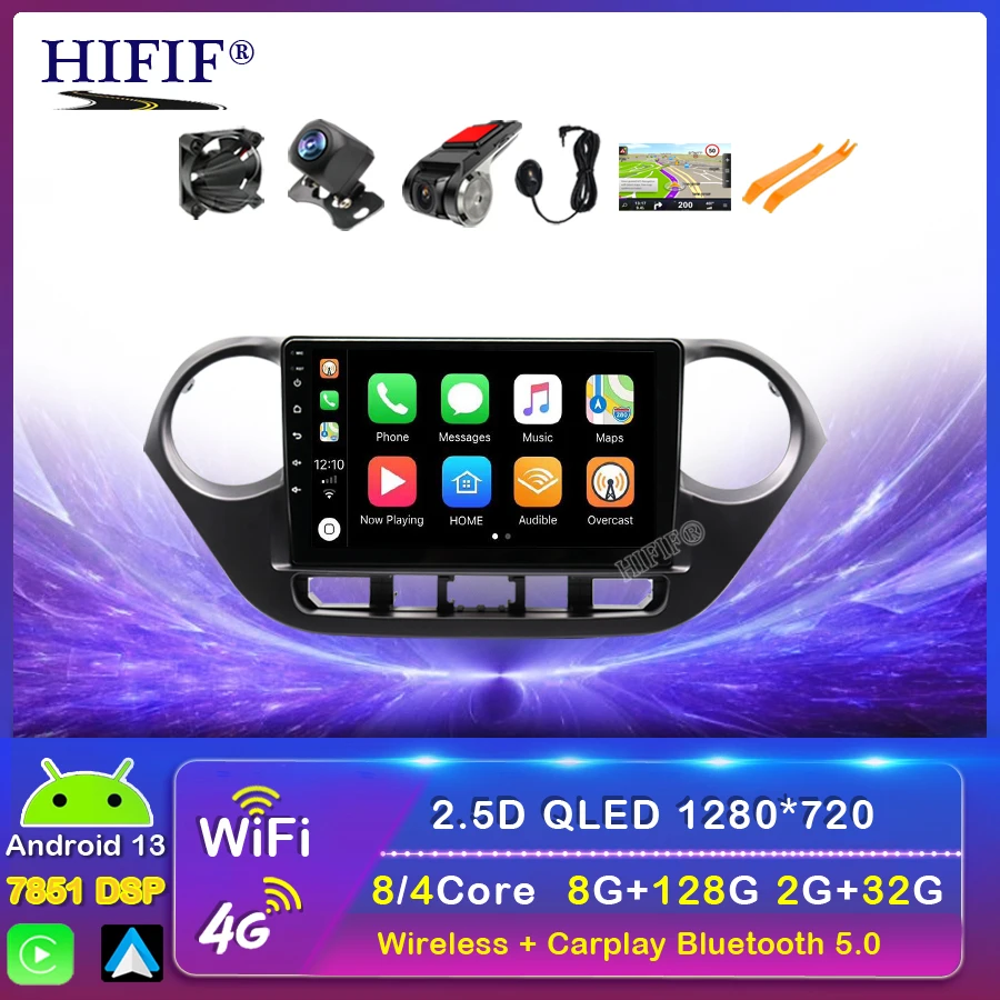 

Android 13 для Hyundai Grand I10 2013-2016 управление правым колесом 4G Carplay DSP Android автомобильный радиоприемник мультимедийная навигация GPS