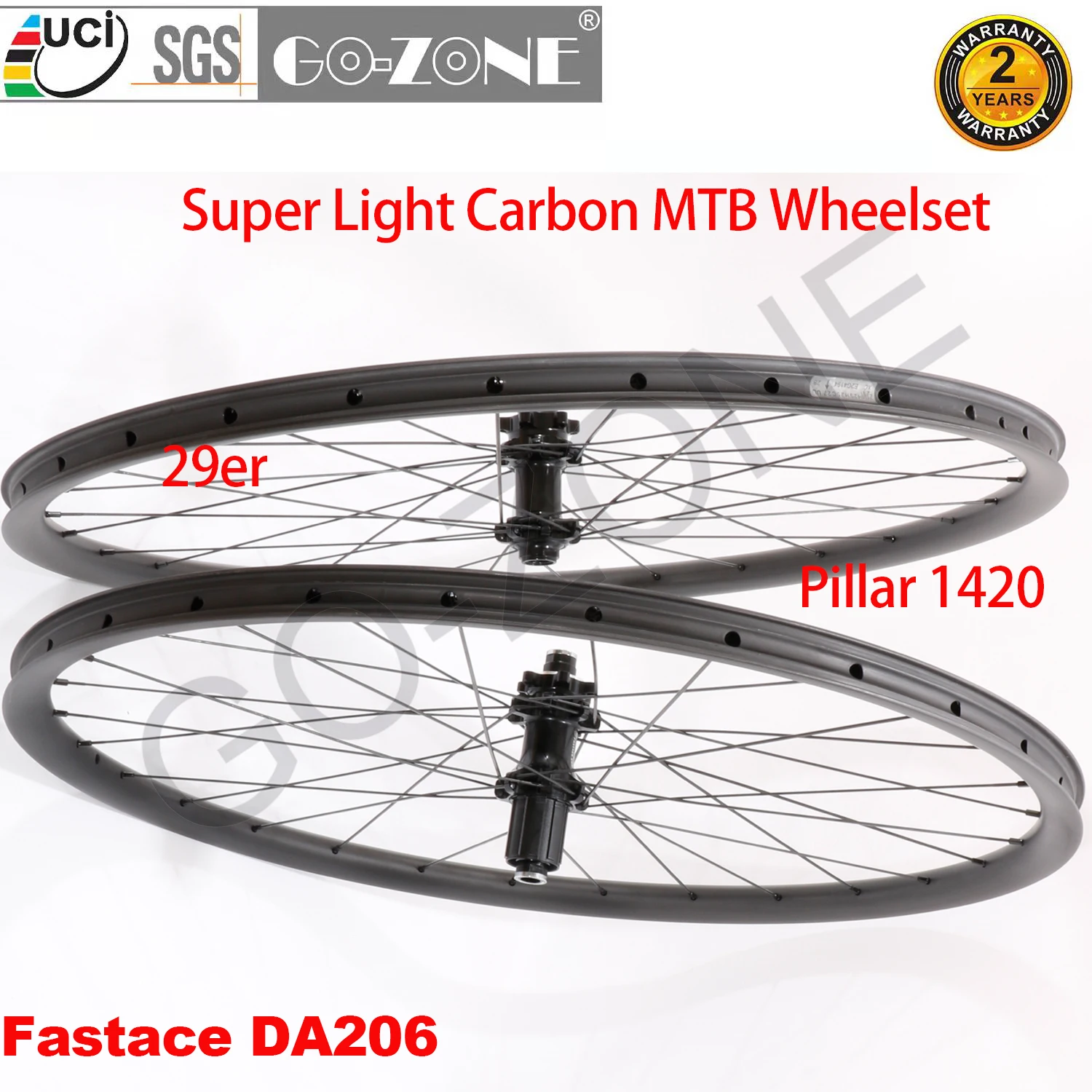 

Tubeless 29er Carbon MTB Wheels Super Light 28/28H Fastace DA206 Pillar 1420 Thru Axle / Quick Release MTB Bicycle Wheelset 29