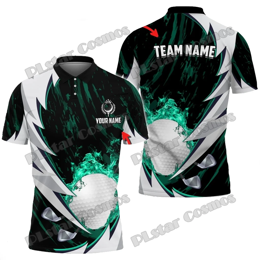 Golf Fire Thunderstorm Multicolor Option Customized Name 3D Printed Men's Polo Shirt Summer Unisex Casual Polo shirt WK258