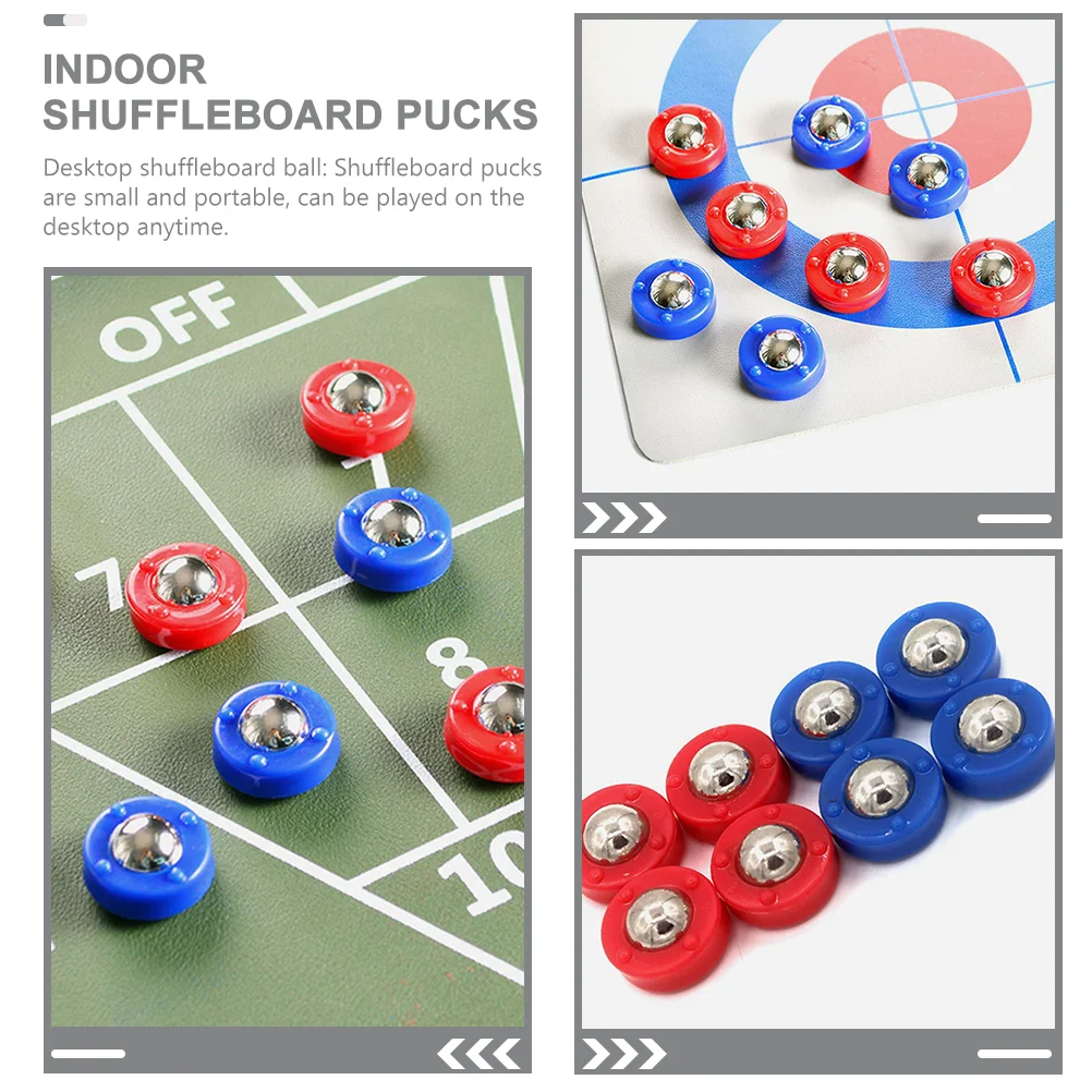 24 ชิ้น Shuffleboard Pucks Mini Curling Stick เกม Bright Balls เดสก์ท็อปแบบพกพาสนุก Interactive ของเล่นอุปกรณ์ตารางด้านบน