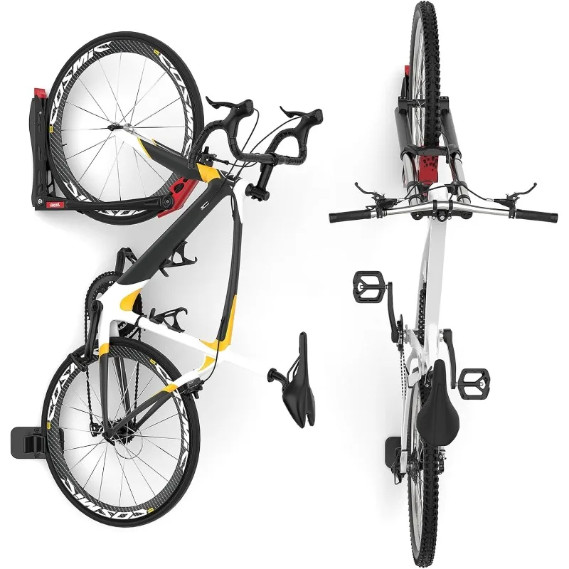 

BIKEPAL Space Saving Wall Mounted Swivel Bike Racks, Vertical Bike Wall Hangers for Garage Storage Solution (2 Pack)
