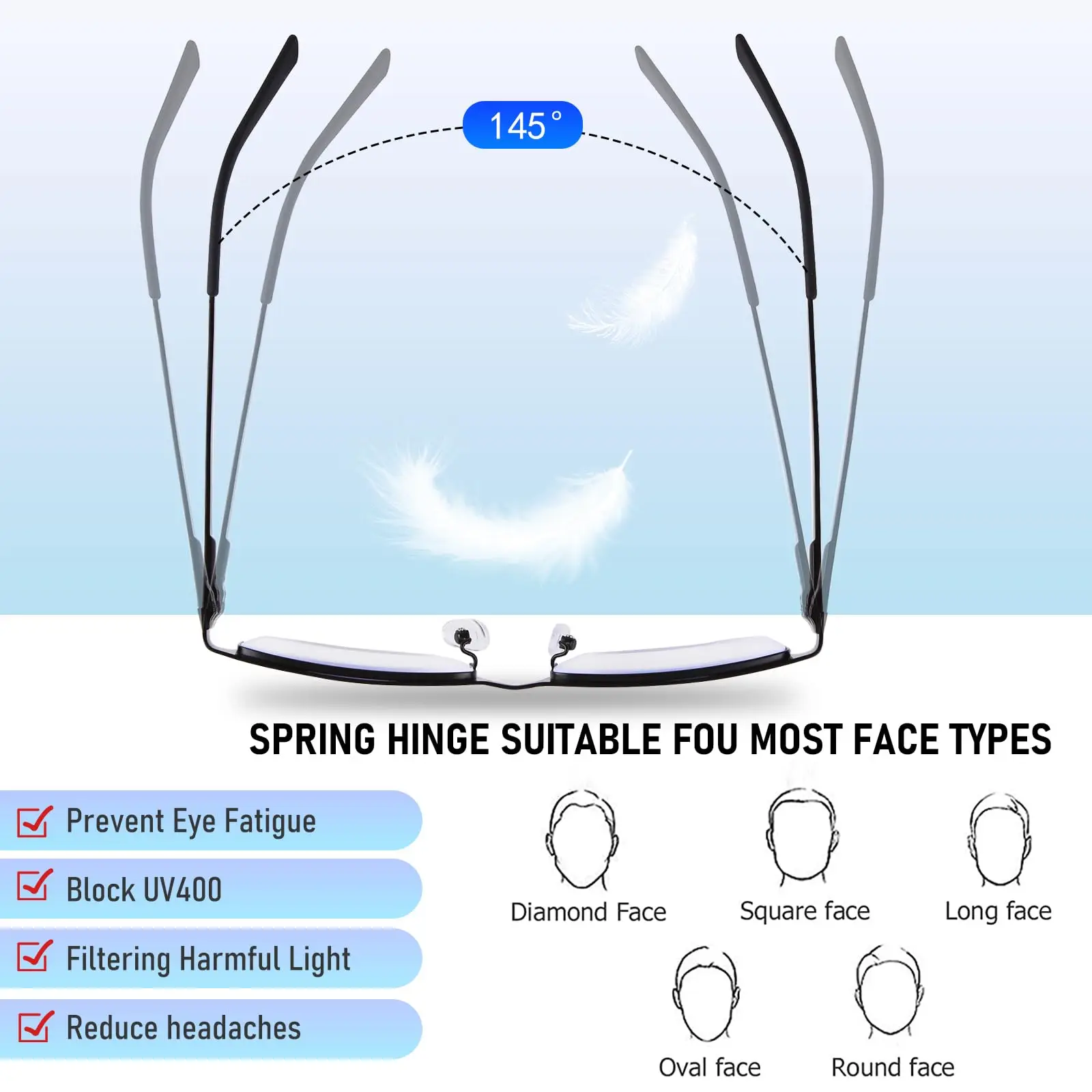 Reading Glasses for Men Women Alloy Eyeglass Frame Spring Hinge Glass Anti Glare Filter Lightweight Eyeglasses Quality Readers image 3