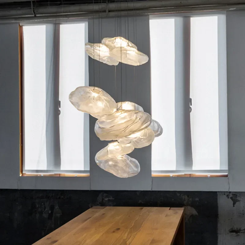 Nordischer Designer Rauchgrauer Wolken-Glas Hängeleuchter Hotel Wohnzimmer Kunst LED Pendelleuchte Treppenhaus Dekor Beleuchtungskörper