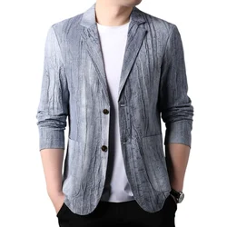 Pring and Summer 2024 New Young Men's Suit Fashion Casual Coat Fabric Composition 88.2% Ramie 11.8% Cotton  Blazer Men  M-3XL