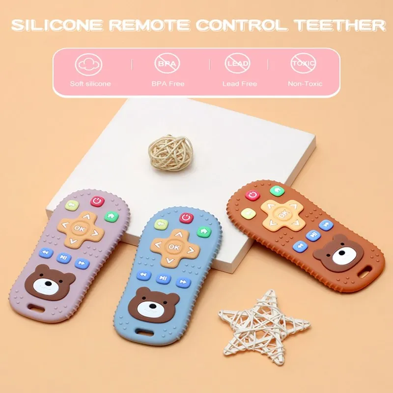 1Pc Animal Silicone Baby Teething Toy Teethers for Babies 6-12 Months Remote Control Shape Teething Toy Boys Girls Baby Chew Toy