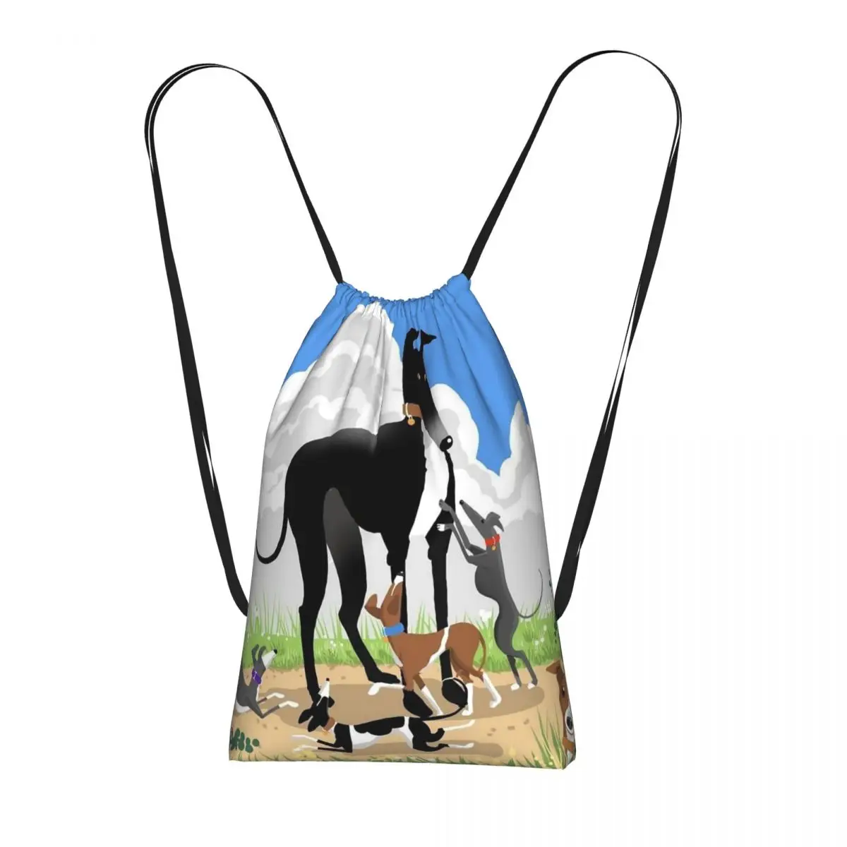 Greyhound Whippet Dog Backpacks Casual Drawstring Bags Storage Bag Book Bags for Man Woman School