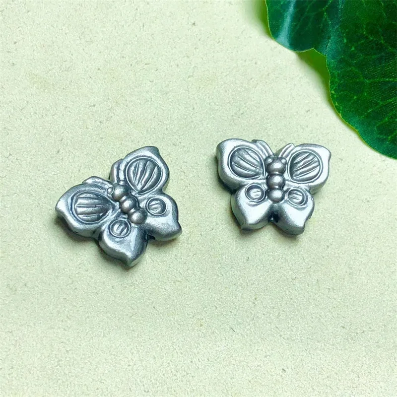 5PCS Natural Silver Obsidian Butterfly Beads Charm Healing Gem Accessories Room Office Decoration 24MM