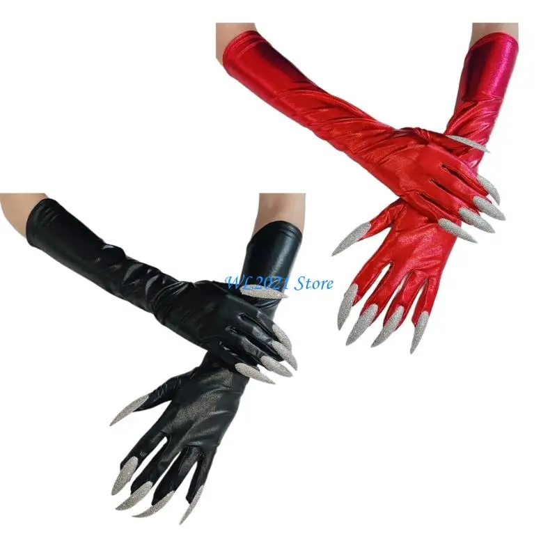 

G5GC Halloween Paws Gloves Spooky Design Breathable Flexible Fit Cosplay Paws Gloves Accessory for Adults Kids