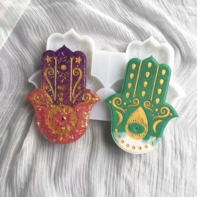 2026 new model advanced latest 2pcs hand of fatima silicone mold diy yoga cement plaster incense holder home decor
