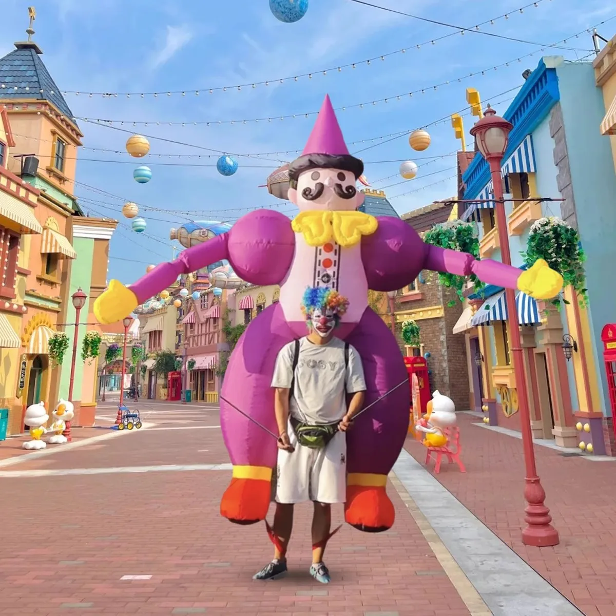 عملاق 3 متر/3.5 متر المشي مهرج نفخ زي ل مول الإعلان تعزيز الدعائم جوكر دمية السيرك الأداء كرنفال Pa