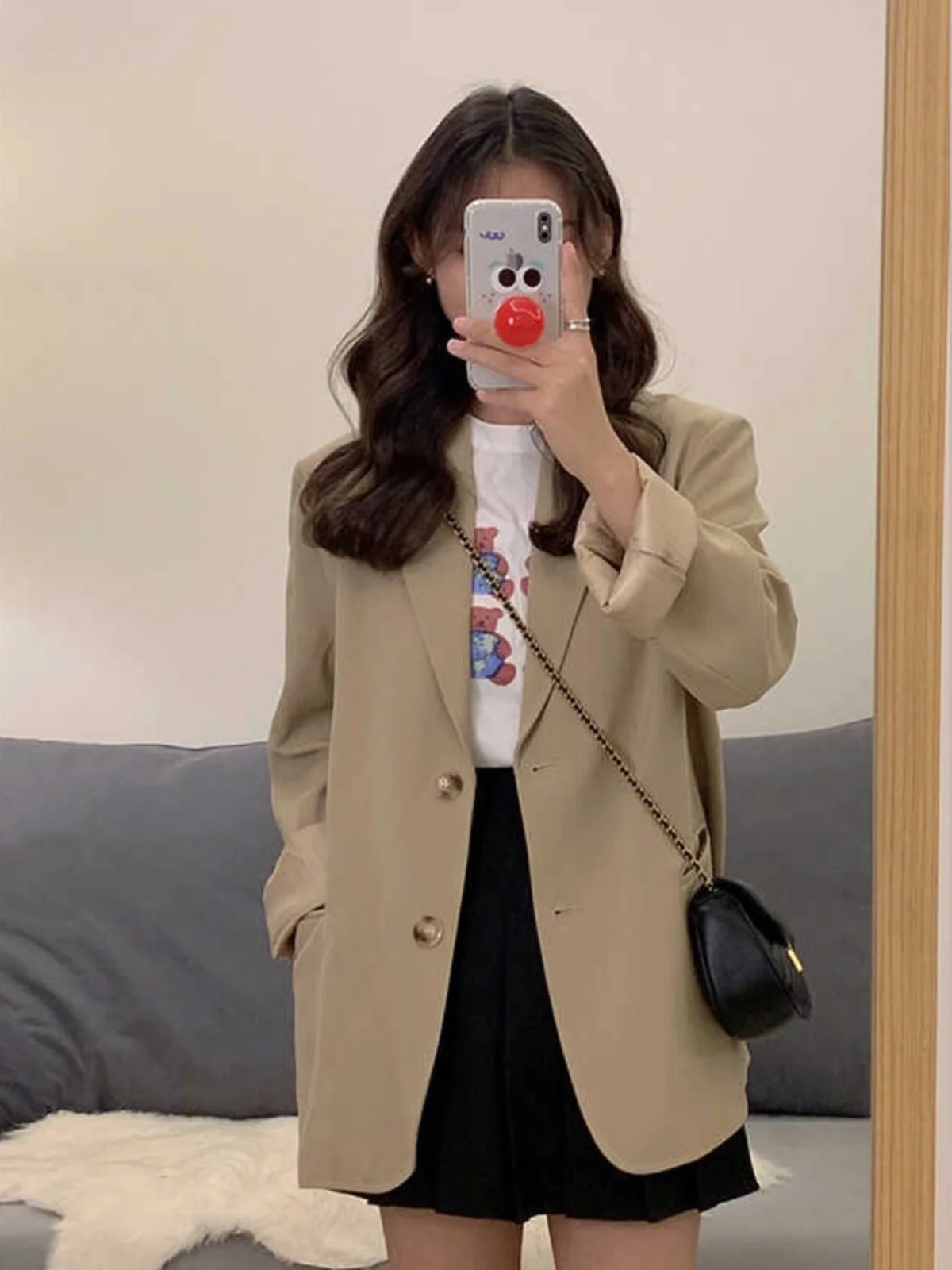 

Женский костюм Ele: модный пиджак малого размера для осени и весны, премиум-класса, в уличном стиле, на пуговицах, с длинными рукавами, однотонный