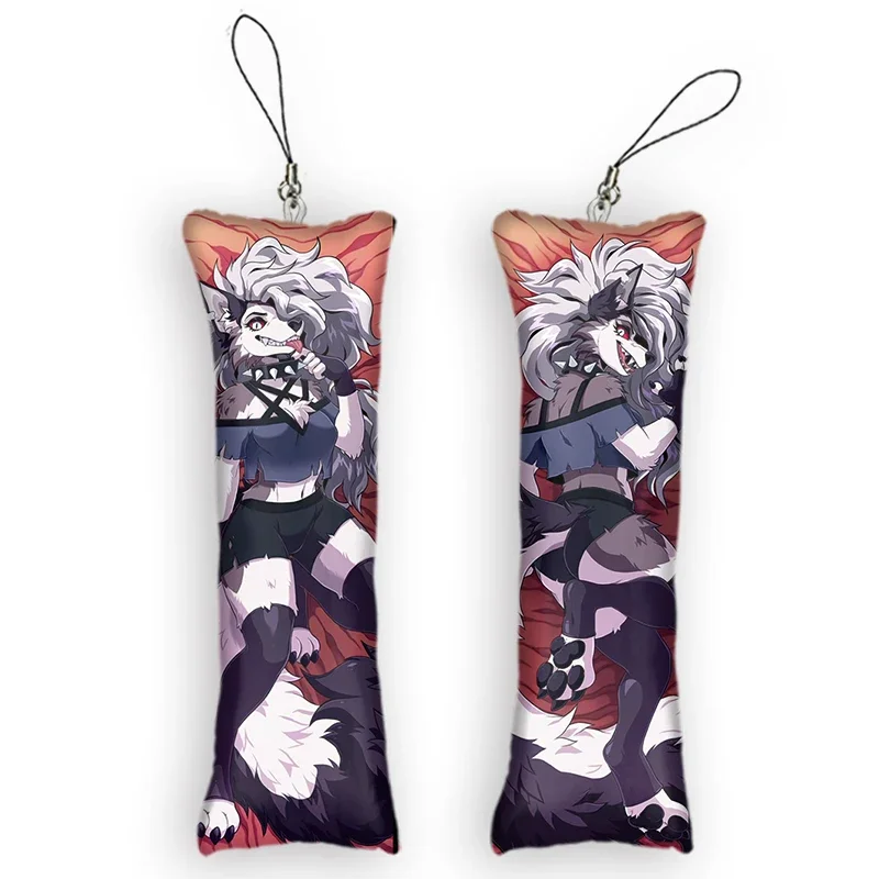 Fashion Cute Small Pillow Pendant Loona (Helluva Boss) Mini Dakimakura Keychain Furry Double-Sided Print Hanging Ornament