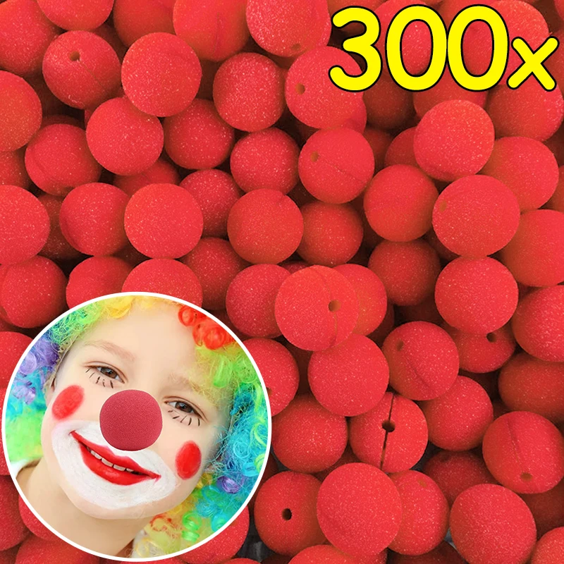 1-300pcs Red Clown Noses Foam Sponge Noses Circus Magic Props For Christmas Halloween Comic Costume Party Adults Kid Decoration