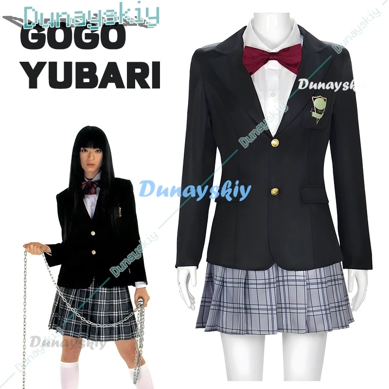 Anime Movie Bill Cosplay Gogo Yubari Costume JK School Uniform Dress Lolita Cos Long Black Wigs With Weapon Props For Halloween