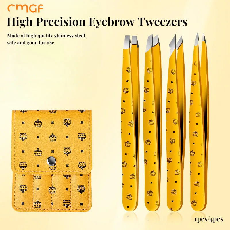 Cmgf高精度眉毛クリップピンセット、トリミングと摘み取りプライヤーセット、つけまつげカーラー、1個、4個