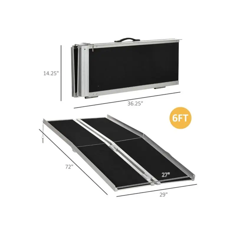 

6" Threshold Ramp, Portable Wheelchair Ramp, Carpeted Folding Handicap Ramp for Easy Access and Mobility