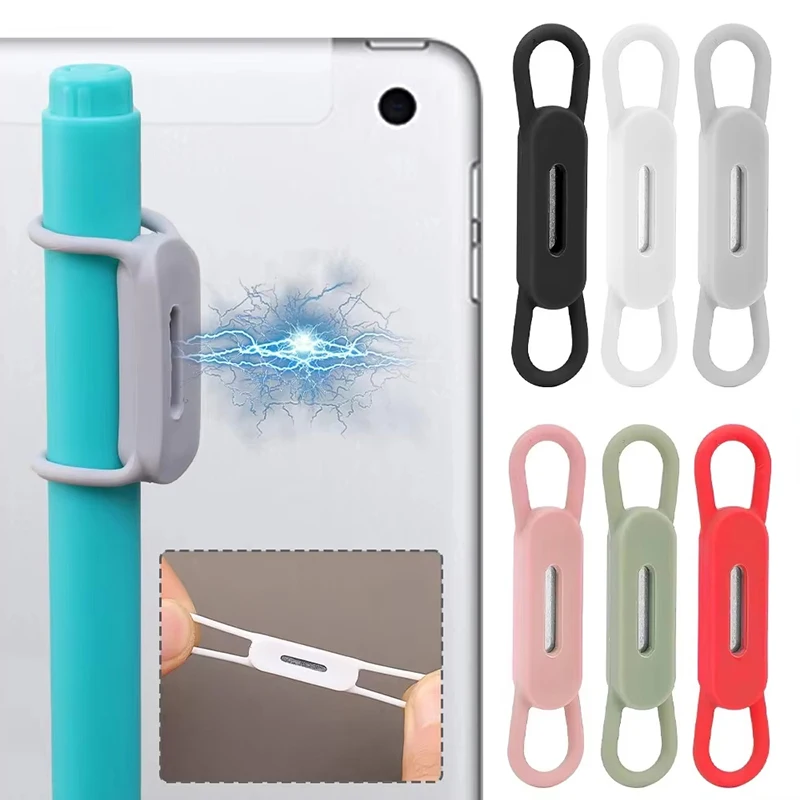 2-6pcs Magnetic Pencil Holder Tablet Touch Pen Clip Multifunction Silicone Adjustable Pen Stand For Office Accessories Organizer