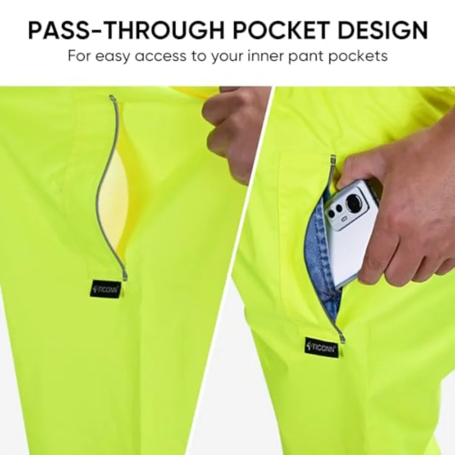 Hi Vis Rain Jacket and Pants, ANSI Class 3 Reflective High Visibility Safety Rain Suits