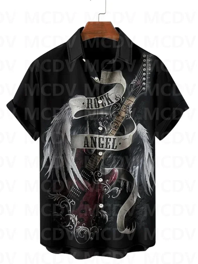 Music Element Fashion Print Short-Sleeved Lapel Shirt 3D Printed Hawaiian Shirts