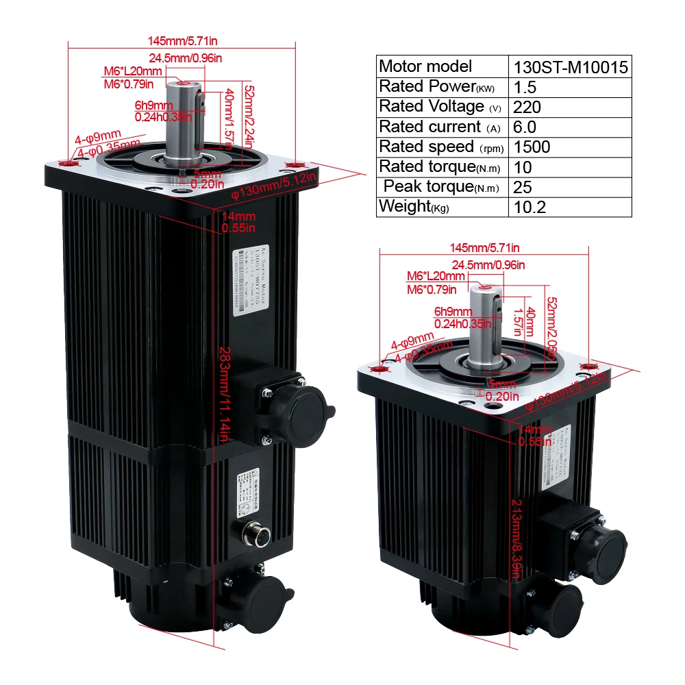 HLTNC 1.5KW 220VAC 110ST M05030 130ST M06025 M10015 5Nm 6Nm 10Nm Servo Motor Kit With T3DF Engine Drive For CNC Mill Engraver