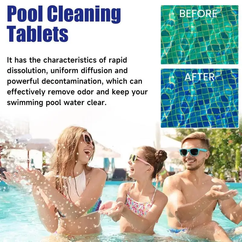 Swim Pool Tablets 10PCS Pool Tablets Hot Tub Cleaner Slow Dissolving Fast-Acting Tablets Odor Eliminator Water Purifier