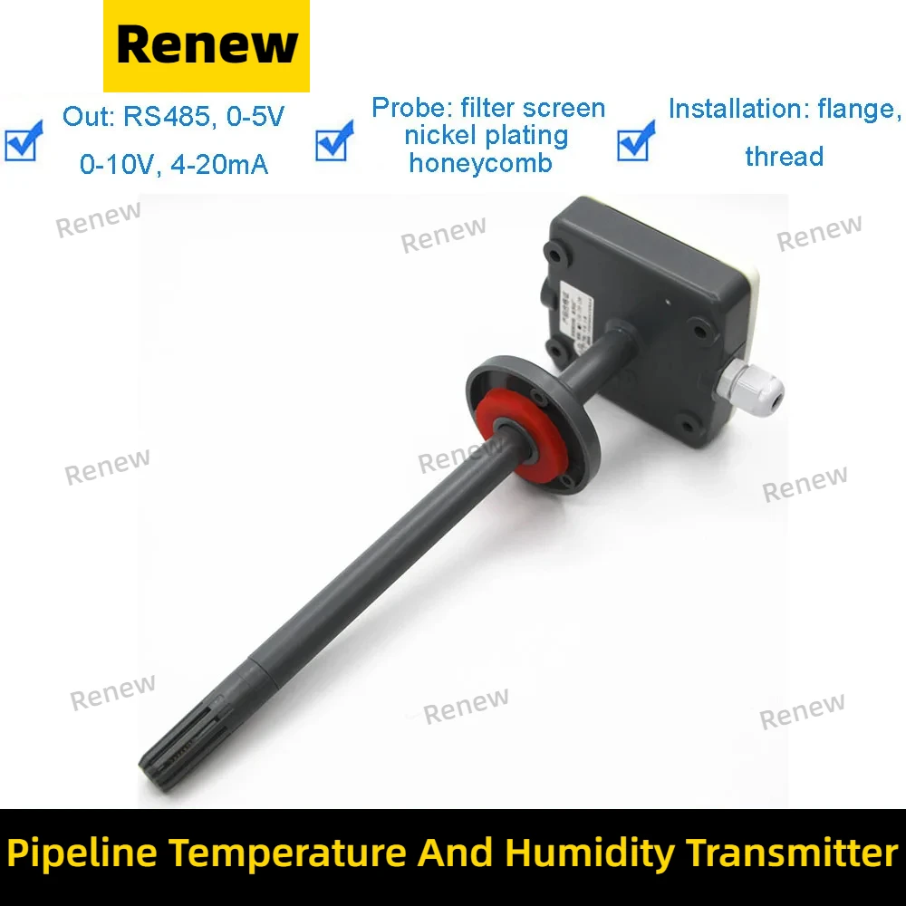 Imagem -02 - Transmissor de Temperatura e Umidade do Pipeline com Display Sensor de Duto de ar 420ma 010v Saída 05v