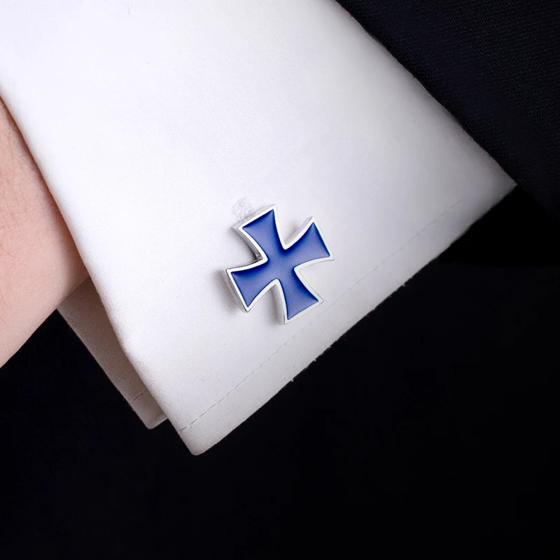 KFLK Shirt Cufflink for Mens Brand  Iron Cross Cuff links Wholesale Fashion Buttons Black Gift High Quality