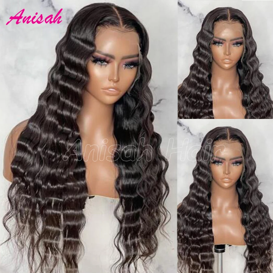 

13x4 HD Lace Frontal Wig Deep Wave Frontal Wig Brazilian Curly Human Hair Wigs For Women Transparent Lace Front Wig Preplucked