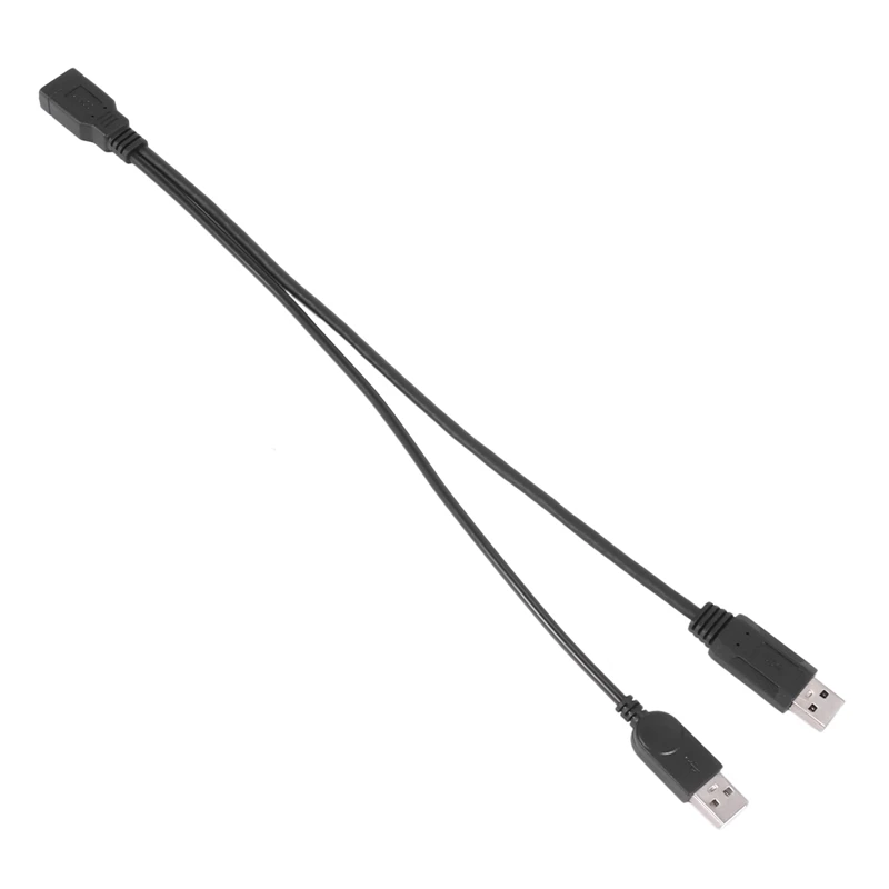 Câble d'extension en Y pour disque dur mobile, USB 3.0 femelle, USB mâle, alimentation supplémentaire, 2.5 pouces, noir