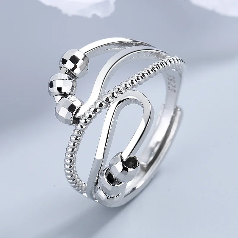 Luxury Infinite Love Adjustable Fidget Rings For Women Rotating Beads Crystal Anxiety Relief Spinning Ring Jewelry Anillos Mujer