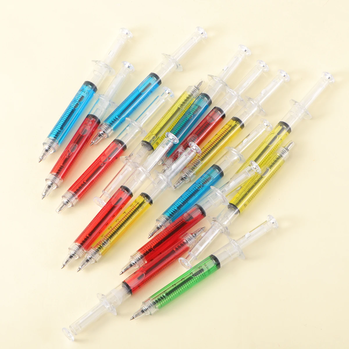 

24pcs Syringe Shaped Ballpoint Pens Liquid Filled Click Action Refillable Plastic Pens For School Office Christmas Gift