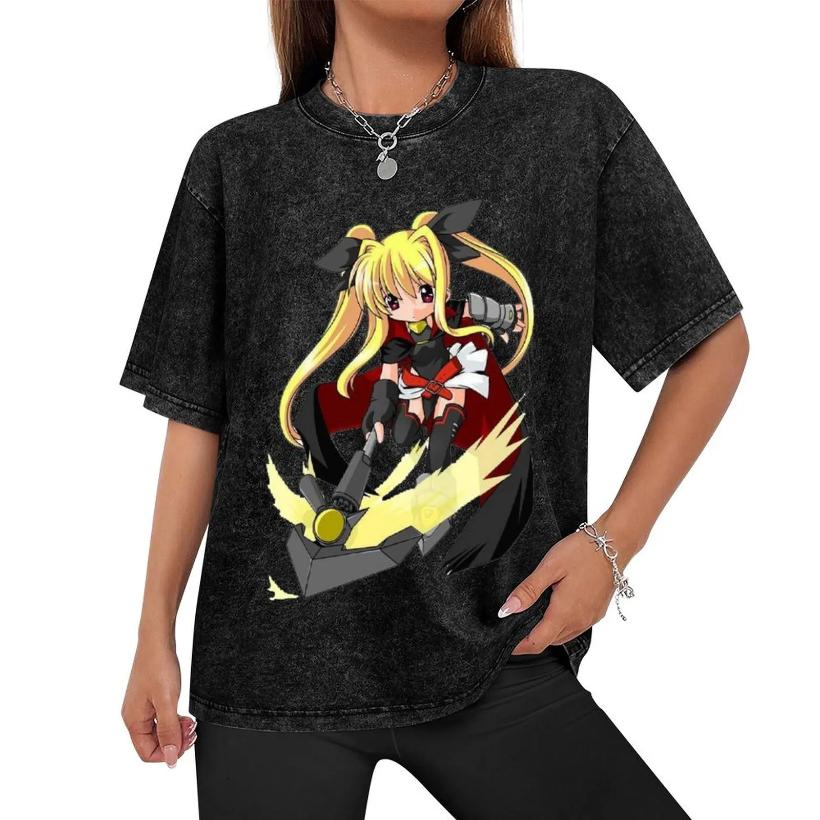 Fate Testarossa Harlaown (Mahou Shoujo Lyrical Nanoha) T-Shirt summer top anime t shirts sweat shirts, men