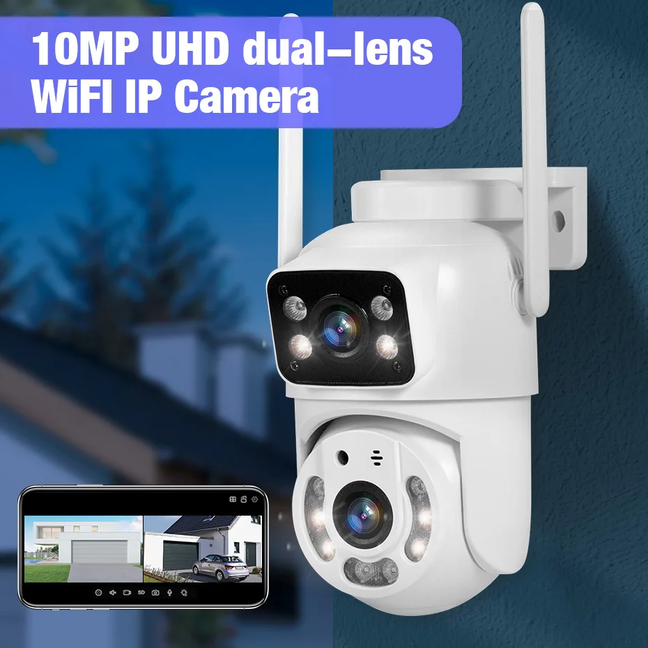 

KERUI Wireless Dual Lens WiFi IP Camera PTZ Outdoor Waterproof Dual Screen Home Security Night Vision Surveillance