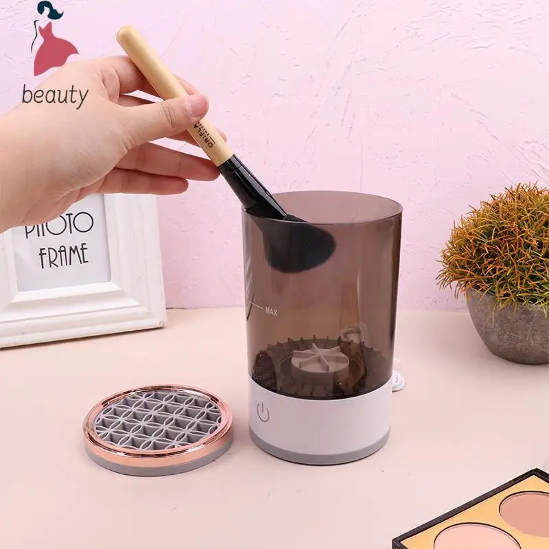 Cepillo de sombra de ojos para mujer, herramienta de limpieza, cepillo de maquillaje eléctrico portátil, máquina limpiadora con carga USB, cepillo cosmético automático