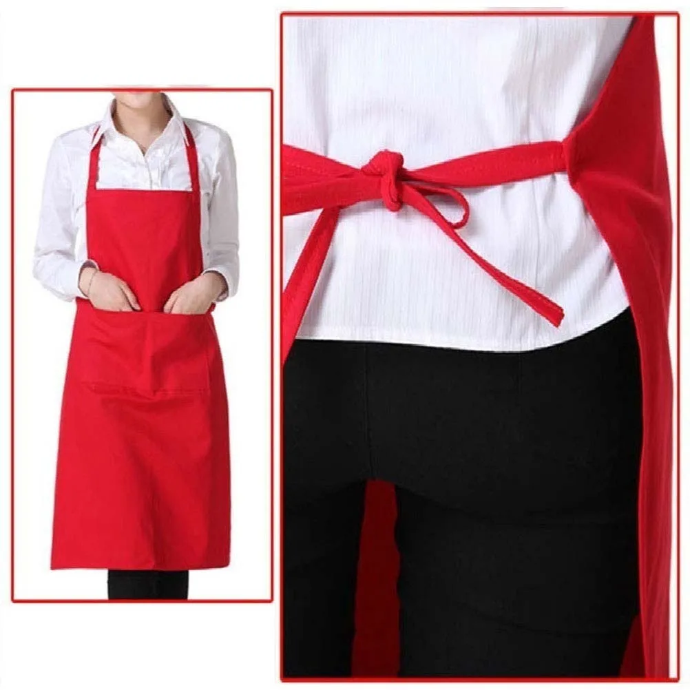 

2 Pcs Waterproof Working Apron Home Kitchen Bib Chef Neck Sleeveless Large Pocket Keys Cellphone Money