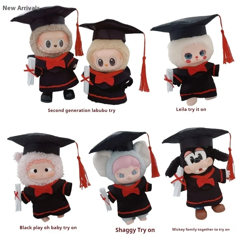 New For Labubu 15-17cm first second third generation graduation season outfit Dolls Clothes bachelor's outfit hat accessory Gift