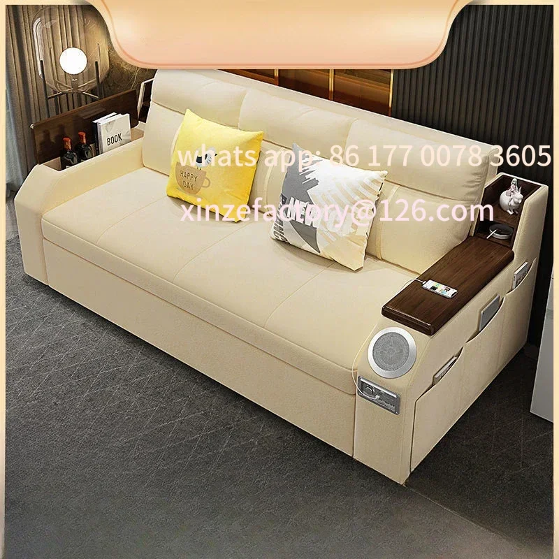 سرير أريكة فردي ومزدوج قابل للطي من الخشب الصلب متعدد الوظائف وقابل للتخصيص