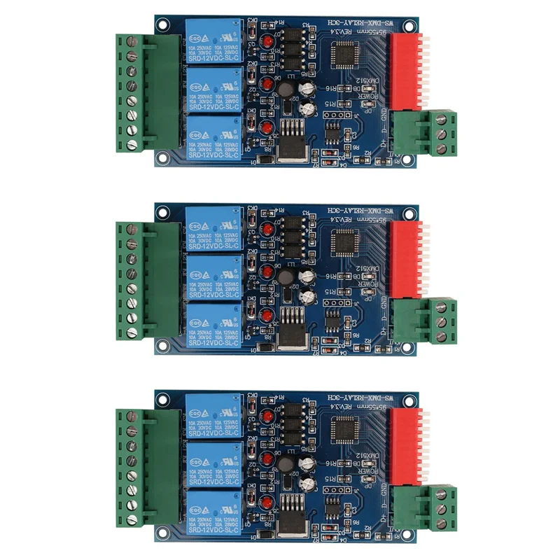 

HRBAJ-3X 3-канальный 5A DMX512 комплект управляемых релейных переключателей DIY преобразователь DMX диммерное реле