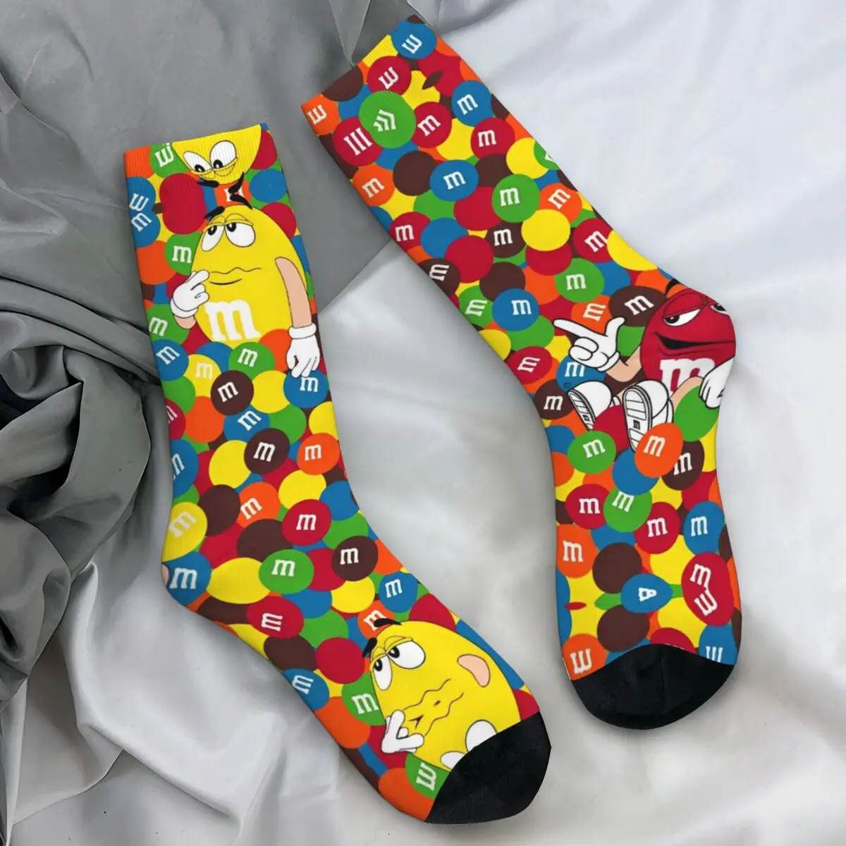 M Chocolate Cartoon Colorful Hip Hop Socks Funny Stockings Autumn Non-Slip Adults Men Socks Quality Design Outdoor Sports Socks