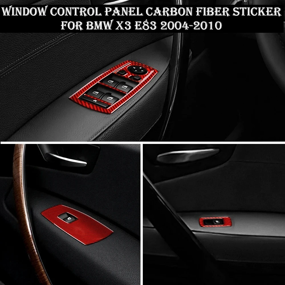 

8pcs Door Window Lifter Switch Button Panel Frame Trim Carbon Fiber Sticker For BMW X3 E83 2004-2010 Car Interior Accessories