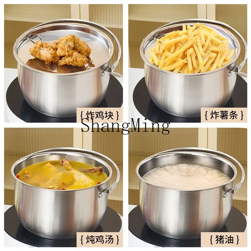 CLL stainless steel oil filter pot thickened with lid handle filter oil basin household kitchen soup pot