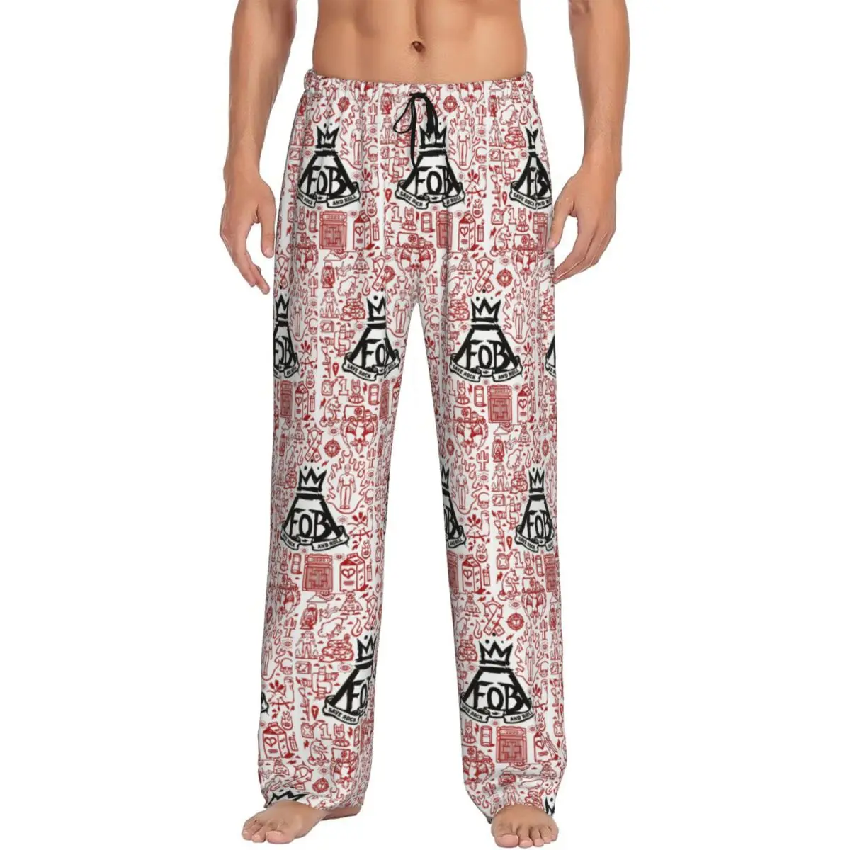 

Custom Fall Out Boy Pajama Pants Men Sleepwear Sleep Lounge Bottoms with Pockets