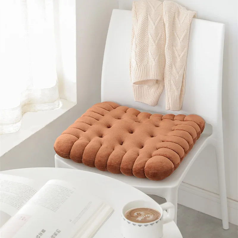 

Plush Creative Coffee Biscuit Shape Cushion Cookie Tatami Sofa Office Chair Thick Cotton Home Decor Throw Pillows Living Room