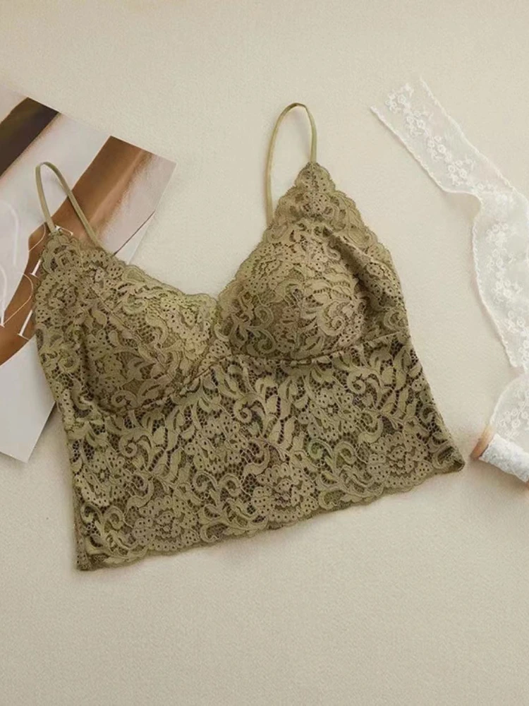 Deeptown Y2k Top Lace Camis Backless Crop Tops Coquette Comfortable Bralette Sleevelss Open Back Tank Top Street Wear.
