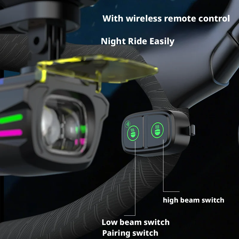 Mountain Road Bike Front Light Large Lumens Smart Remote Cycling Lamp Hanging Line Intelligent Control Bicycle Headlight