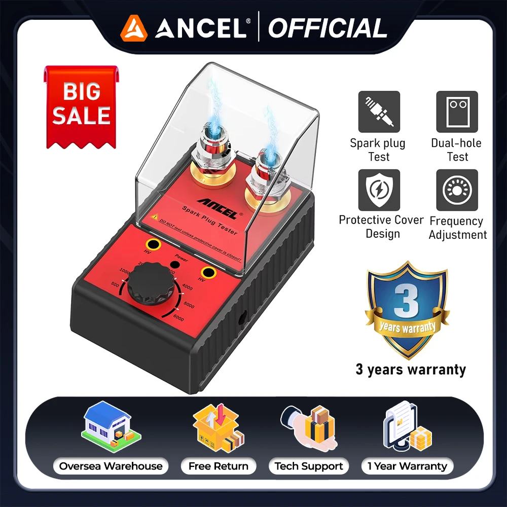 

Ancel Car Spark Plug Tester Ignition System 220V 110V Automotive Spark Tester Double Hole Detector Spark Plug Diagnostic Tool