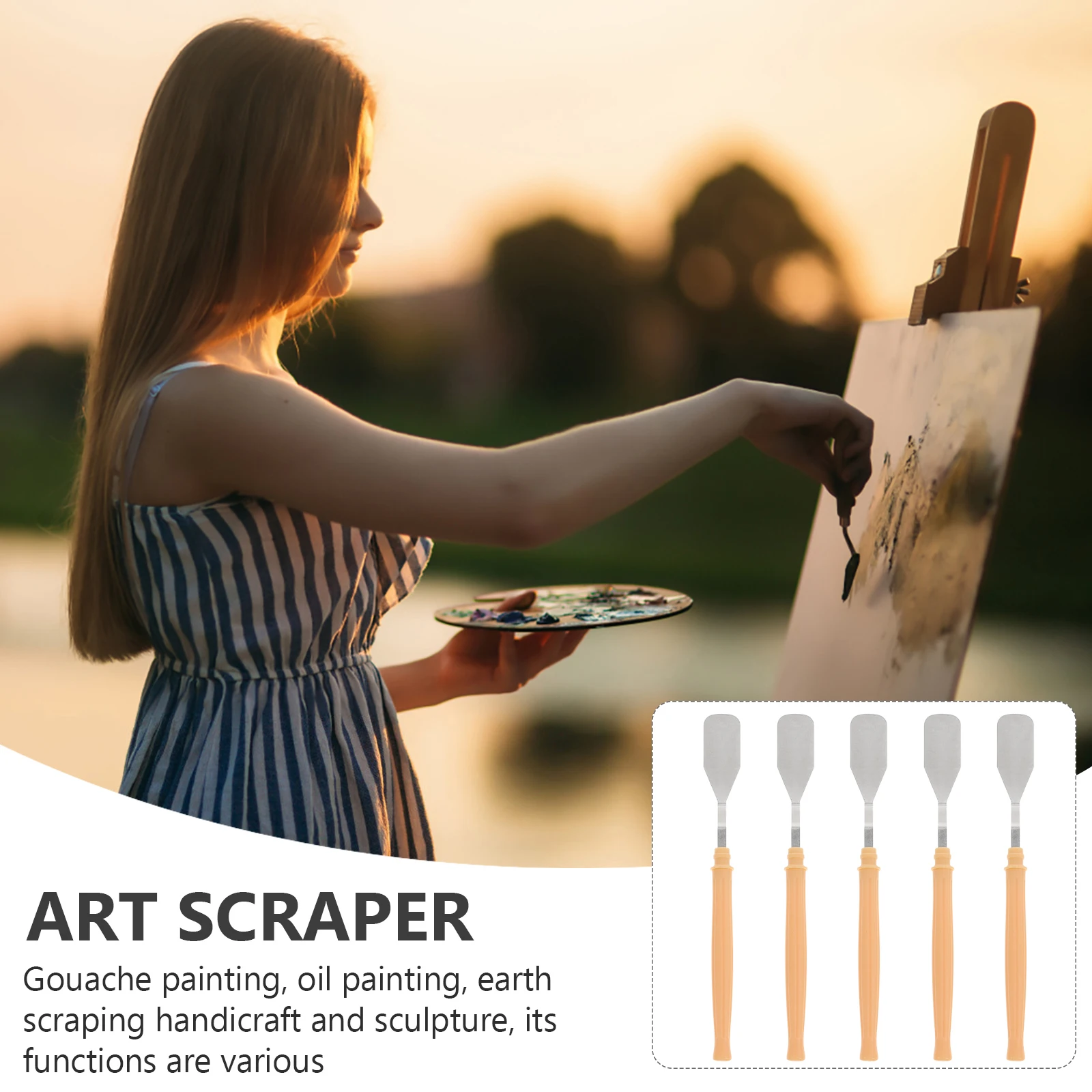 

10Pcs Color Modulation Scraper Set Premium Stainless Steel Rust Resistant Painting Accessory for Oil Gouache Acrylic Artist