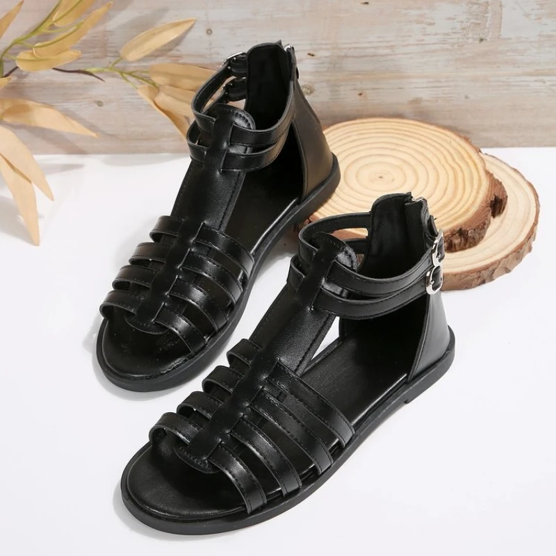 Women's Large Size Roman Style Sandals Casual Open Toe Flat Sandals Summer New Fashion Lightweight Flat Shoes for Women