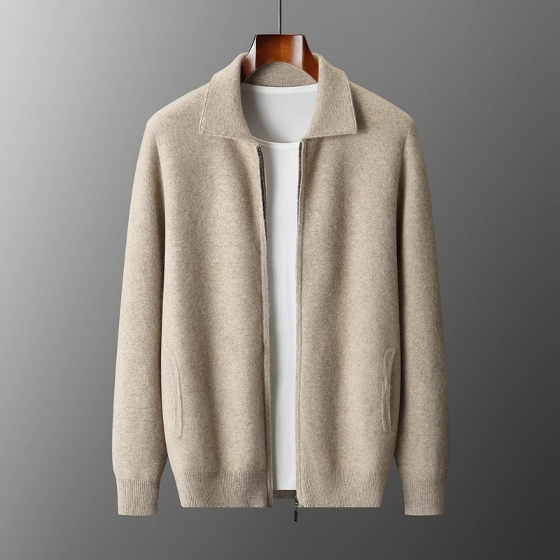 MVLYFLRT Men's Cashmere Cardigan Long Sleeved Zipper Collar Casual Business Warm Winter Jacket Knitted Men's Clothing 2587